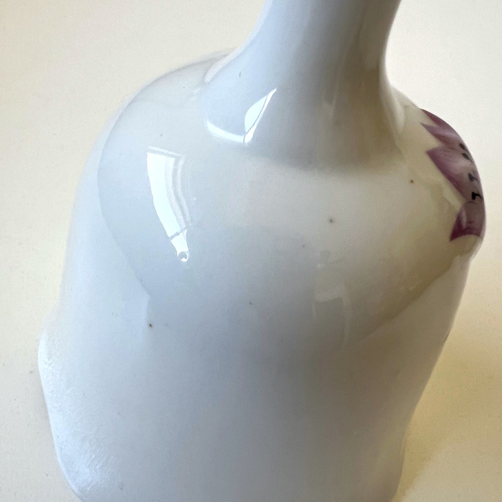 Vintage Taiwan Porcelain Bell Purple Tulip Floral Ceramic Hand Bell - Picture 6 of 14